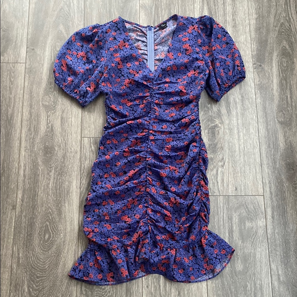 Rails - Puff Short Sleeve Ruched Mini Dress in Scarlette Bloom - Size S